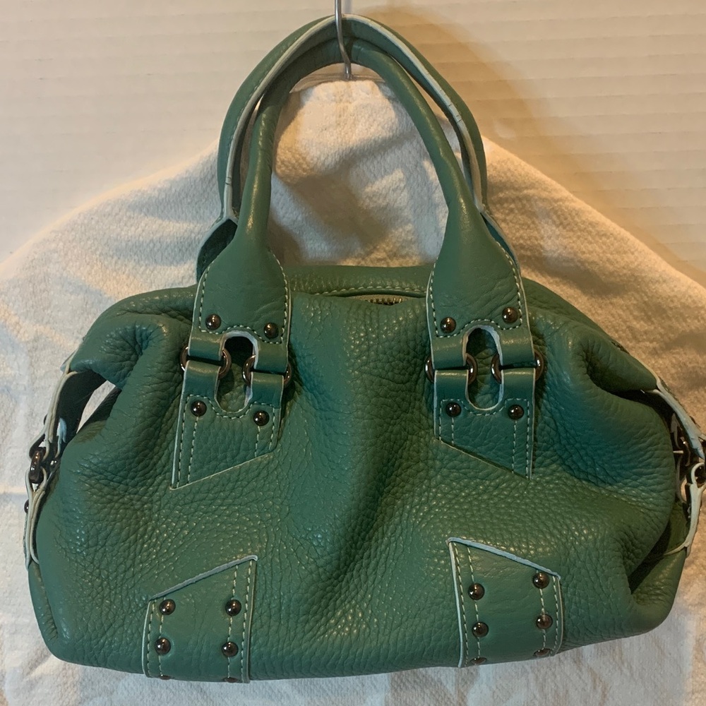 Cole Haan sp05 Village Teal Aqua Pebbled Leather Satchel Hobo Bag